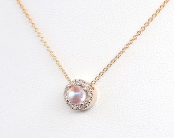 Moonstone Diamond Necklace / 14k Solid Gold Necklace / Sliding Diamond Necklace / 14k Moonstone Necklace / June Birthstone Necklace