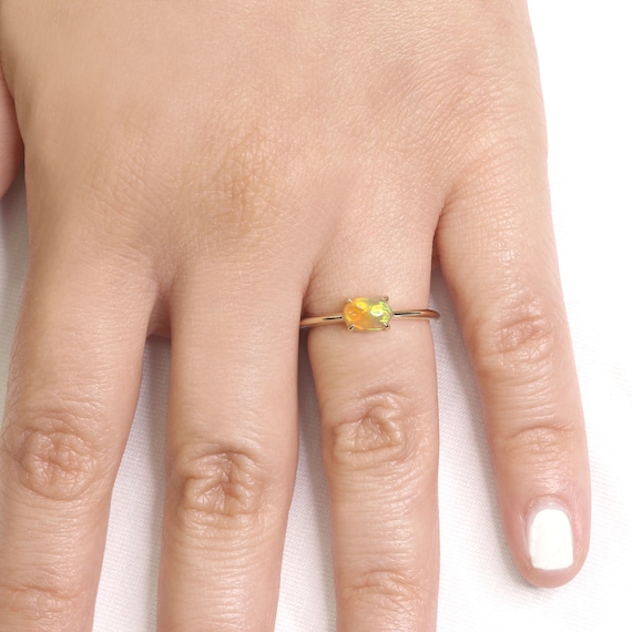 Simple opal shop promise rings