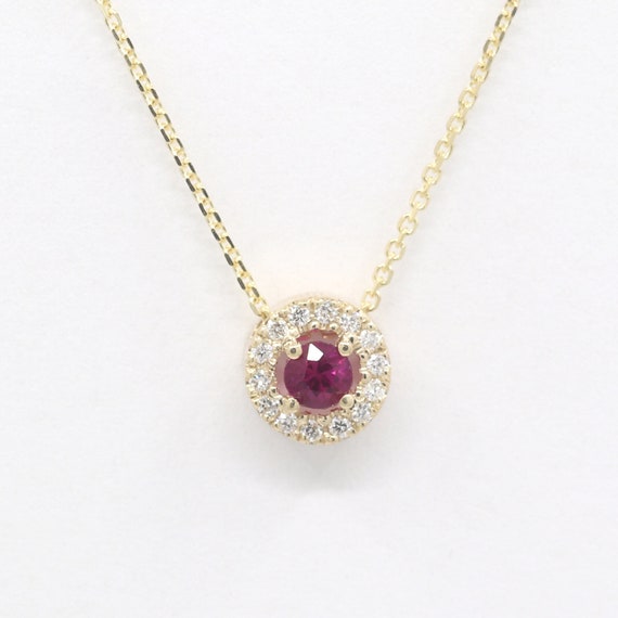 Sliding Ruby Diamond Necklace Dainty Diamond Necklacenatural | Etsy