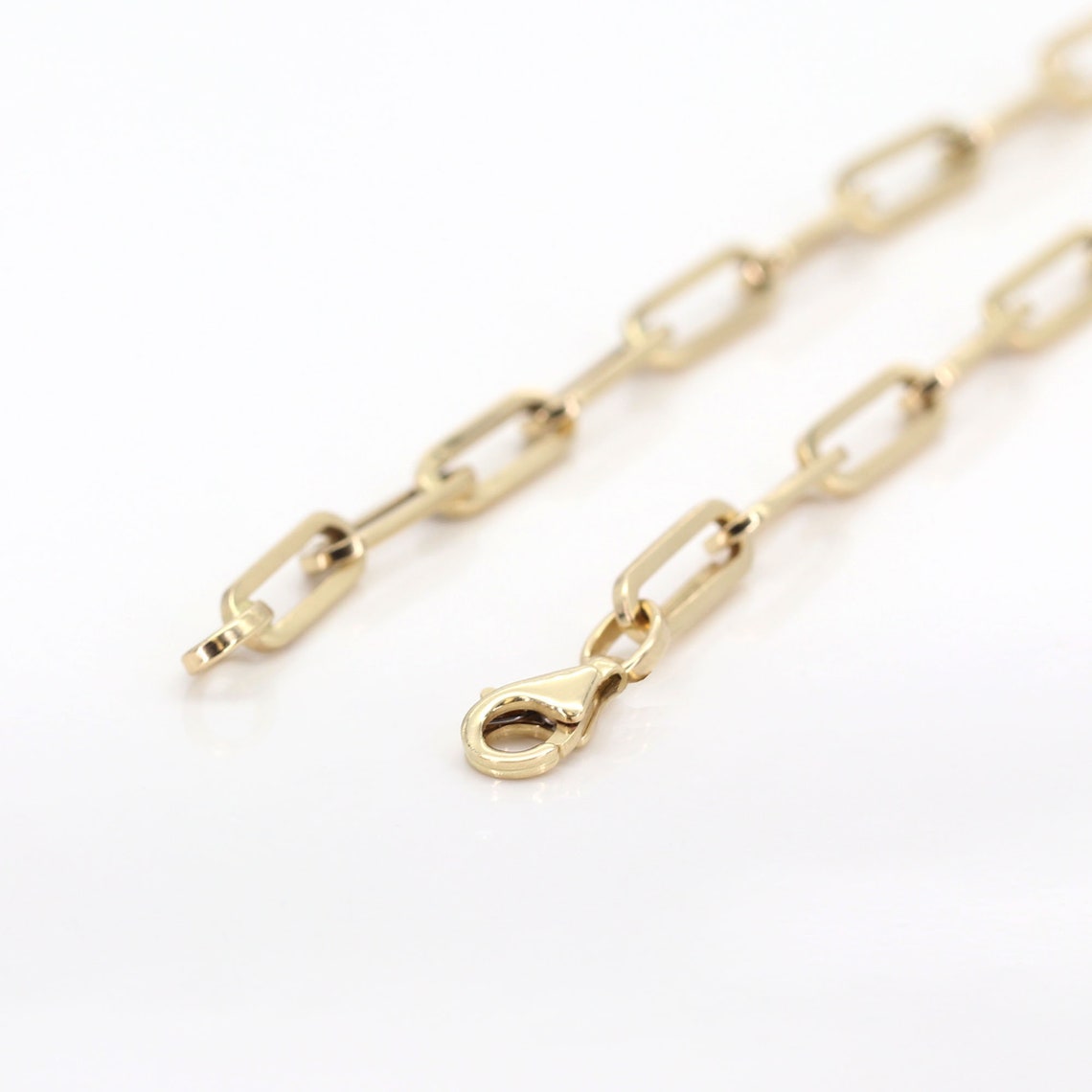 Paper Clip Anklet / Rectangular Staple Anklet / 14k Solid Etsy