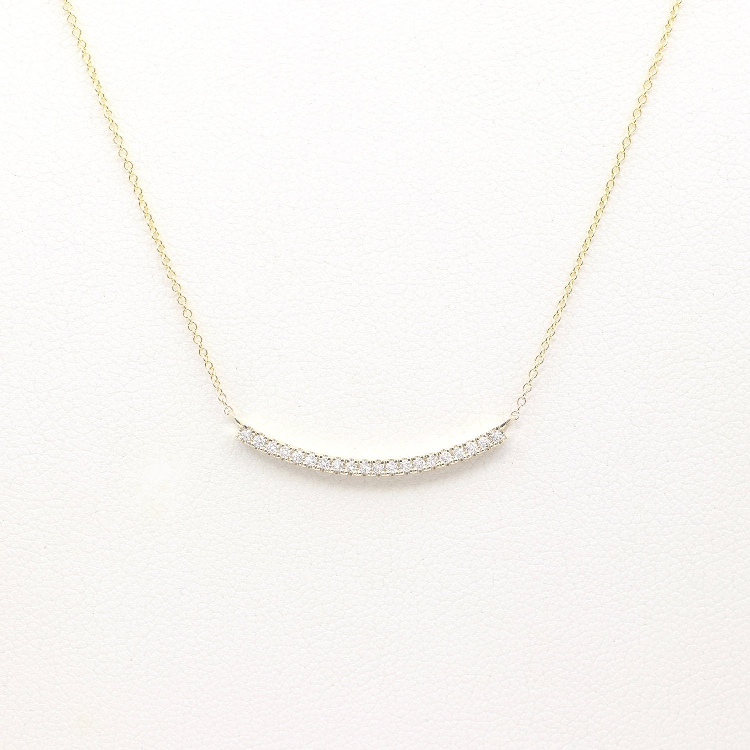 Diamond Curved Bar Necklace/rose Gold 