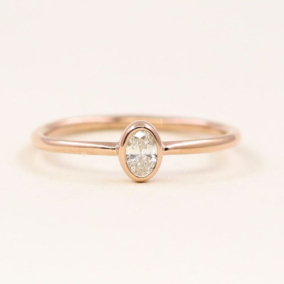 0.15 Ct Natural Oval Diamond Ring.Dainty Diamond | Etsy