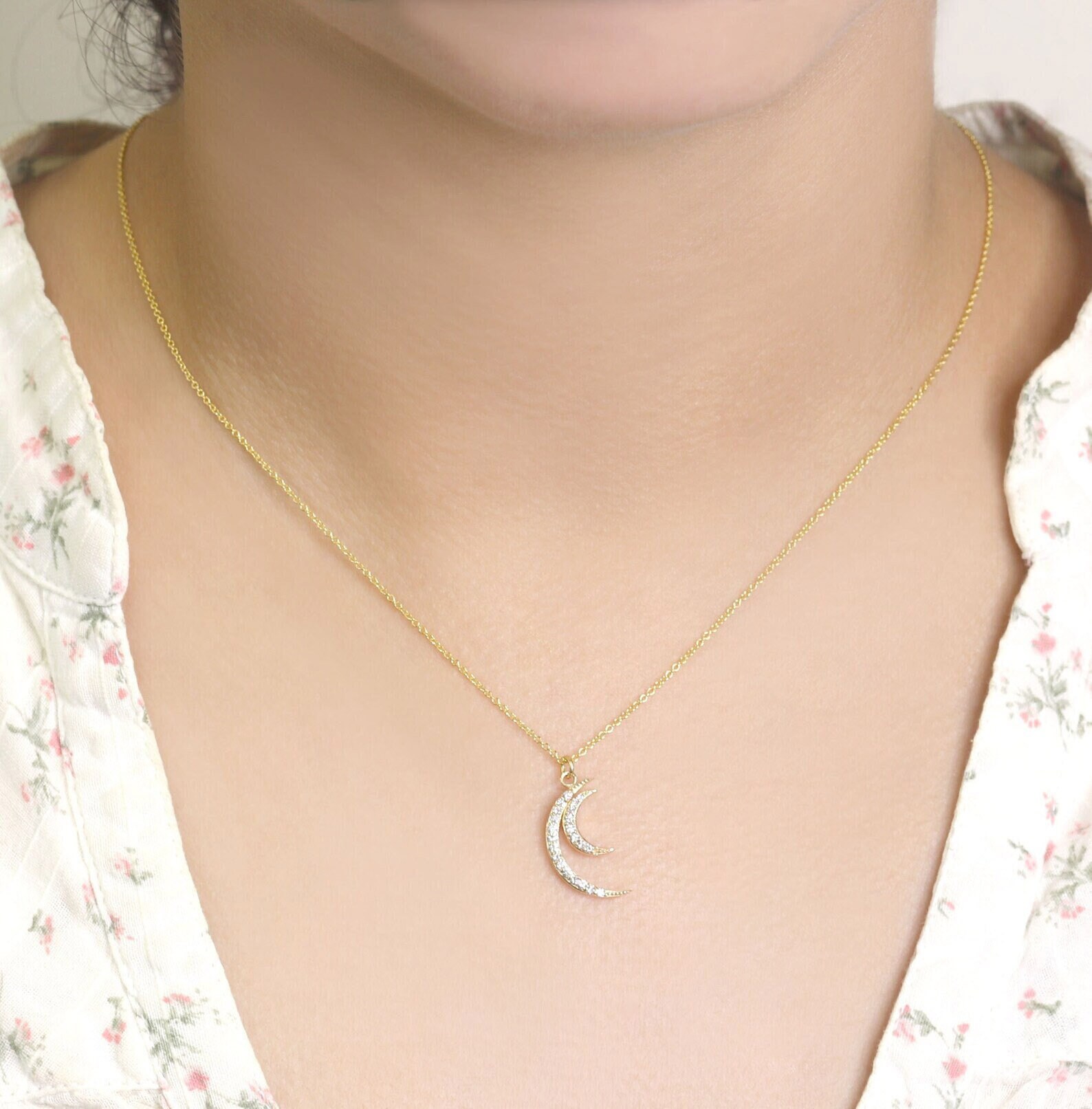 スタージュエリー DIAMOND DOUBLE MOON NECKLACE DIAMOND DOUBLE MOON NECKLACE(2JN0957)K10 ネックレス｜スター