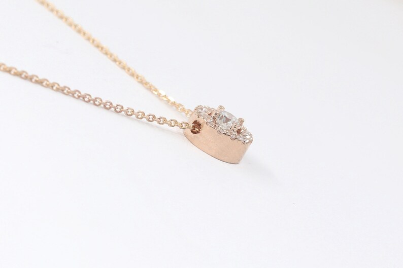 Sliding Diamond Necklace.diamond Halo Necklace Dainty Diamond Etsy