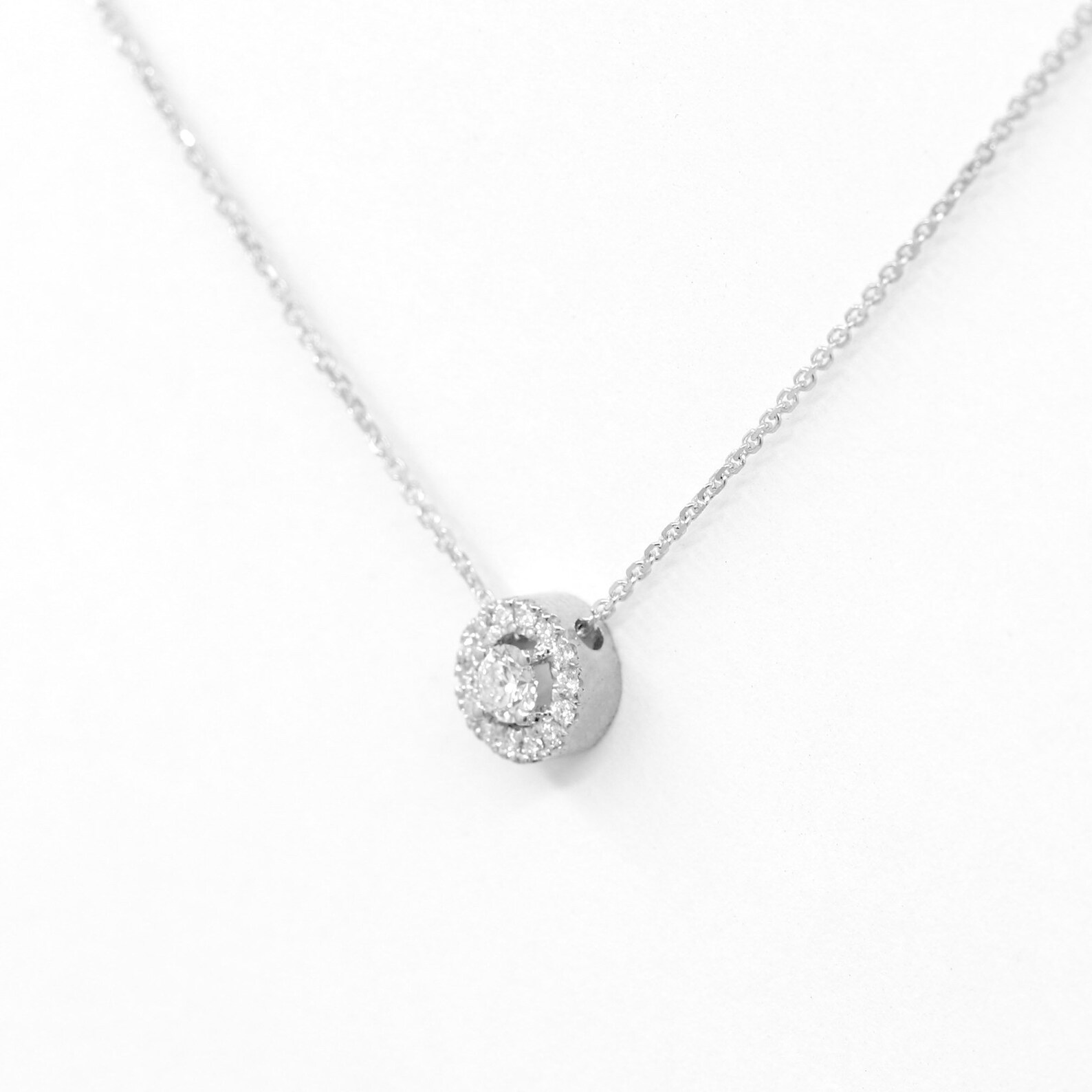 Sliding Diamond Necklace / Diamond Halo Necklace / 14k Dainty Etsy