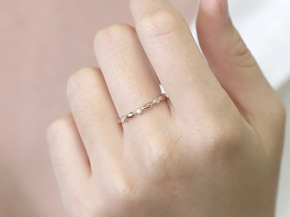 Alliance diamant pour femme Bague diamant fine Alliance diamant Alliance diamant simple Bague superposable Alliance en or 14 carats Etsy Canada