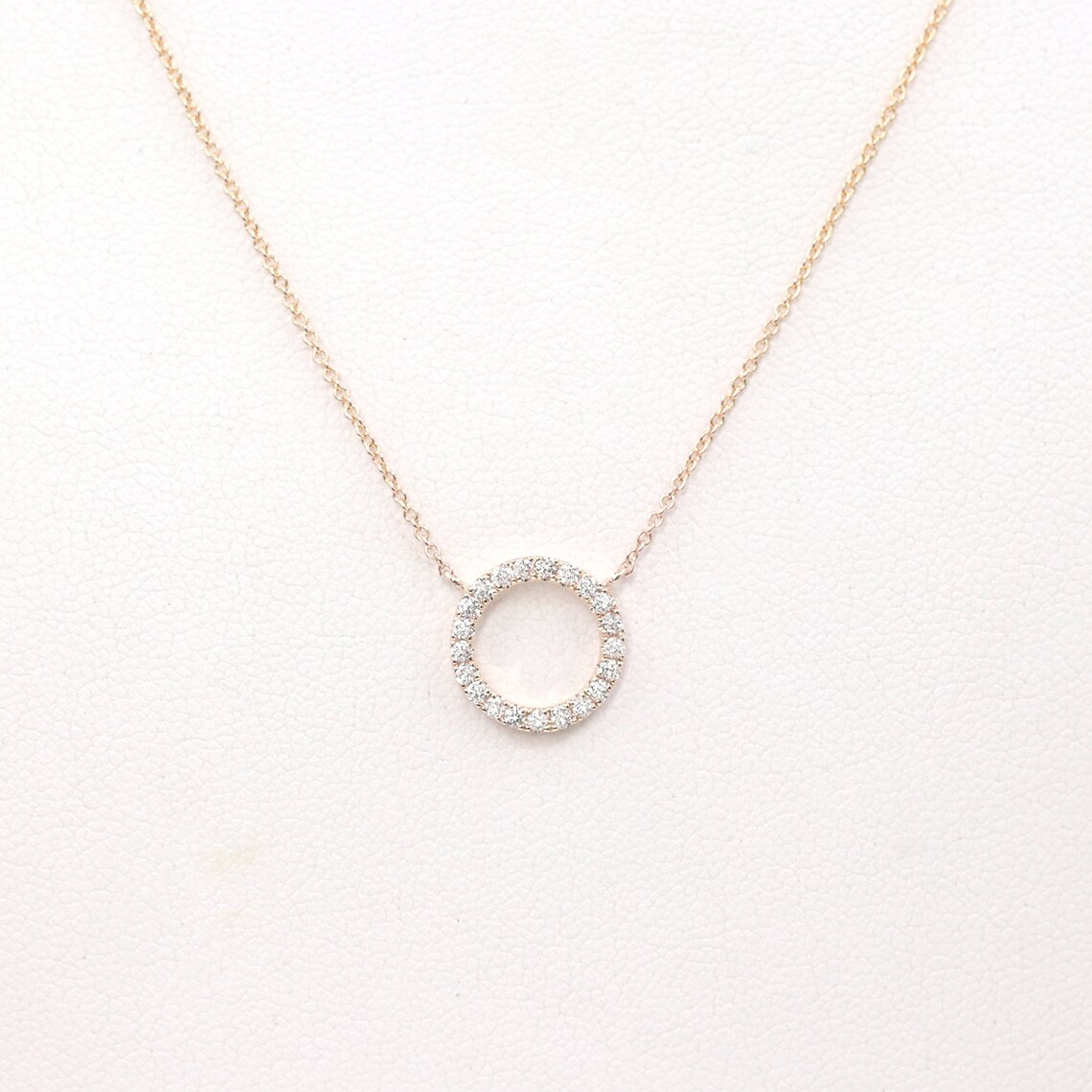 Circle Diamond Pendant Necklace / 14k Solid Gold Necklace / Etsy