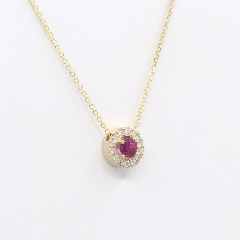 Sliding Ruby Diamond Necklace Dainty Diamond Necklacenatural Etsy