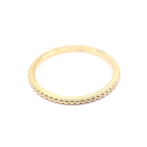 1.2mm Beaded Plain Wedding Band / 14k Solid Gold Ring / Stackable Ring / Tiny Wedding Band / Midi Ring / 14k Beaded Band / Thin Band