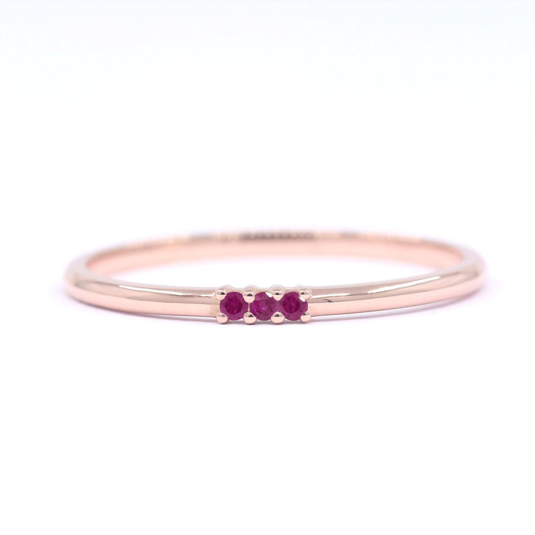 handmade ruby stone stacking ring delicate... Dainty 14k Gold Ruby Ring: Thin Stacking Band - Etsy