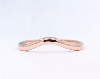 14k Solid Gold Curved Band / Wedding Band / Stacking Band / 14k Rose Gold Band / 14k Gold Ring / 14k Gold Band / Contour Band /Matching Band