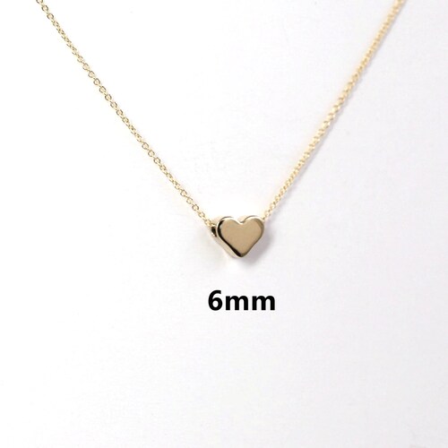 14k 18k Solid Gold Tiny Heart Necklace Sliding Dainty Heart Etsy