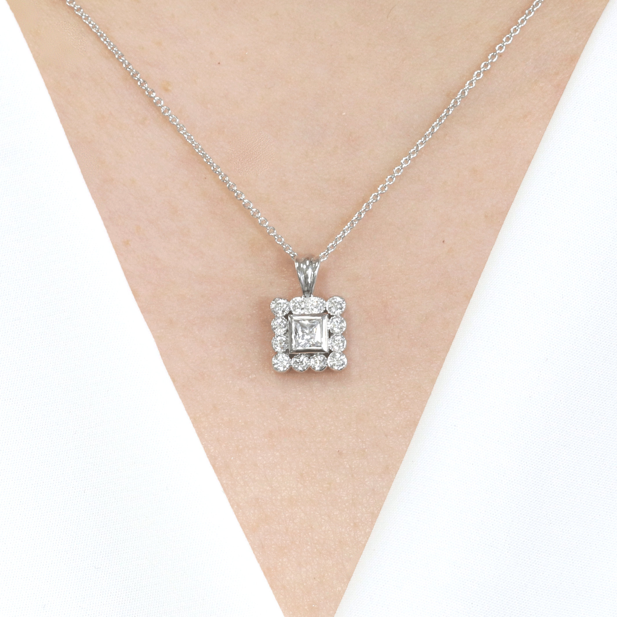 Diamond Filled Square Pendant Necklace – MICHAEL M