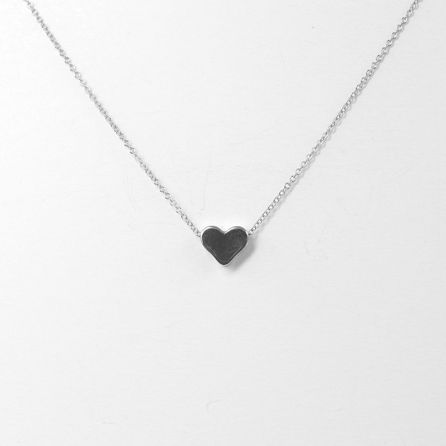 Solid Gold Heart Necklace / Sliding Dainty Necklace / Simple Etsy