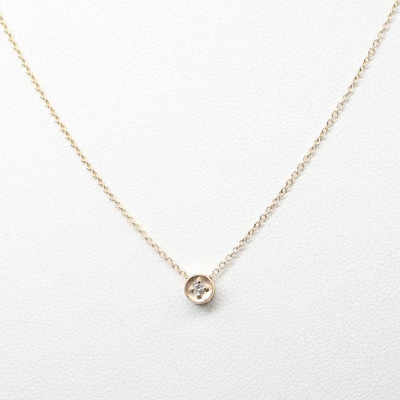 Dainty Diamond Sliding Necklace/14k Rose Gold Necklace/natural | Etsy
