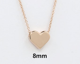 Heart Necklace / Sliding Dainty Necklace / Simple Necklace / 14k Solid Gold Necklace / Heart Charm / Everyday Necklace / Tiny Necklace