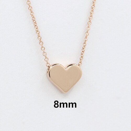 14k Solid Gold Heart Necklace/sliding Dainty Necklace/simple - Etsy