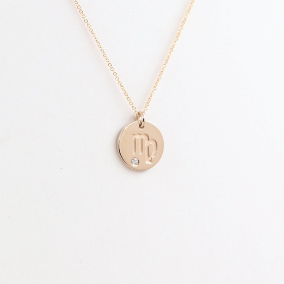 VIRGO Zodiac Sign Necklace Natural Diamond Necklace 14k Gold Necklace Zodiac Necklace Birth Sign Necklace Petite Necklace Etsy
