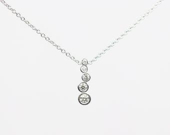 Bezel Sliding Necklace / Dainty Diamond Necklace / 0.16ct Natural Diamond Pendant / 14k Gold Necklace / Bezel Necklace / Everyday Necklace