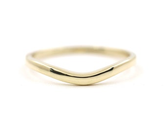 14K Solid Gold Curved Wedding Band / 14k Gold Matching Band / 14k Rose Gold Matching Ring / 14k White Gold Wedding Ring /  Dainty Gold Ring