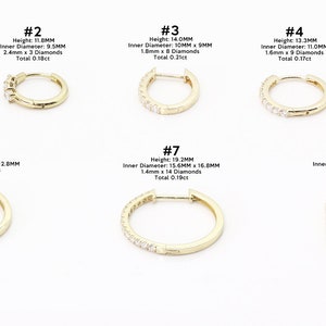 Diamond Hoop Earring / 14k Solid Huggie Earring / Real Diamond Tiny Hoop / Everyday Earring / 14k Gold Earring / Single or Pair image 9