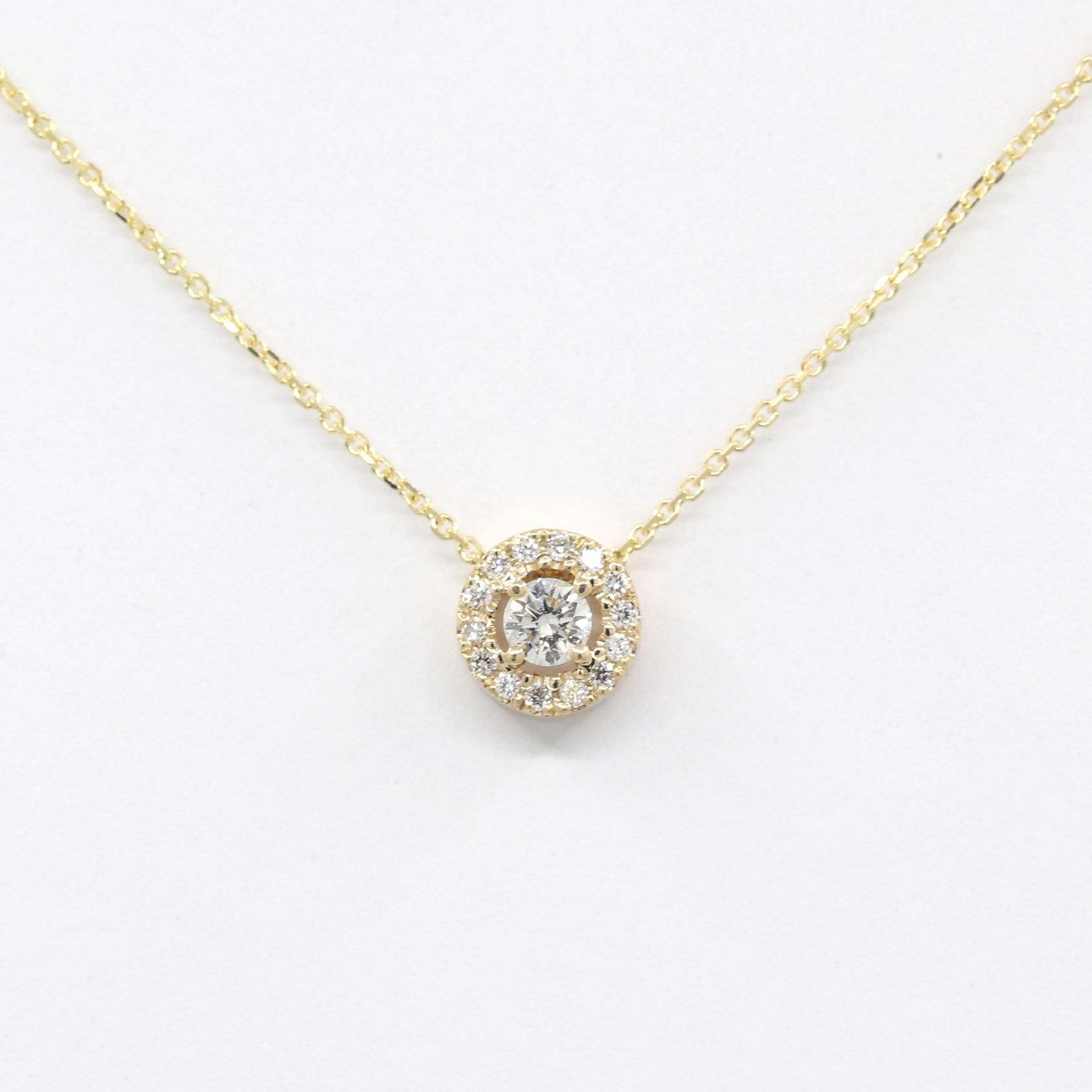 Sliding Diamond Necklace / Diamond Halo Necklace / 14k Dainty Etsy