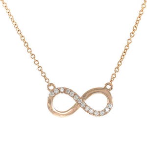 Infinity Necklace / Choice of Plain or with Diamond / 14k Gold Necklace / 0.10ct Natural Diamond Necklace / Birthday Gift for Her