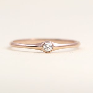 Tiny Diamond Ring / Diamond Wedding Band / Dainty Diamond Band / Simple Wedding Ring / 14k Solid Gold Band / Anniversary Ring for Women