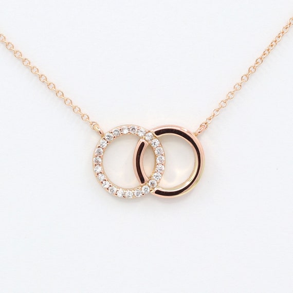 Double Circle Diamond Necklace - The Silver Shop of Bath