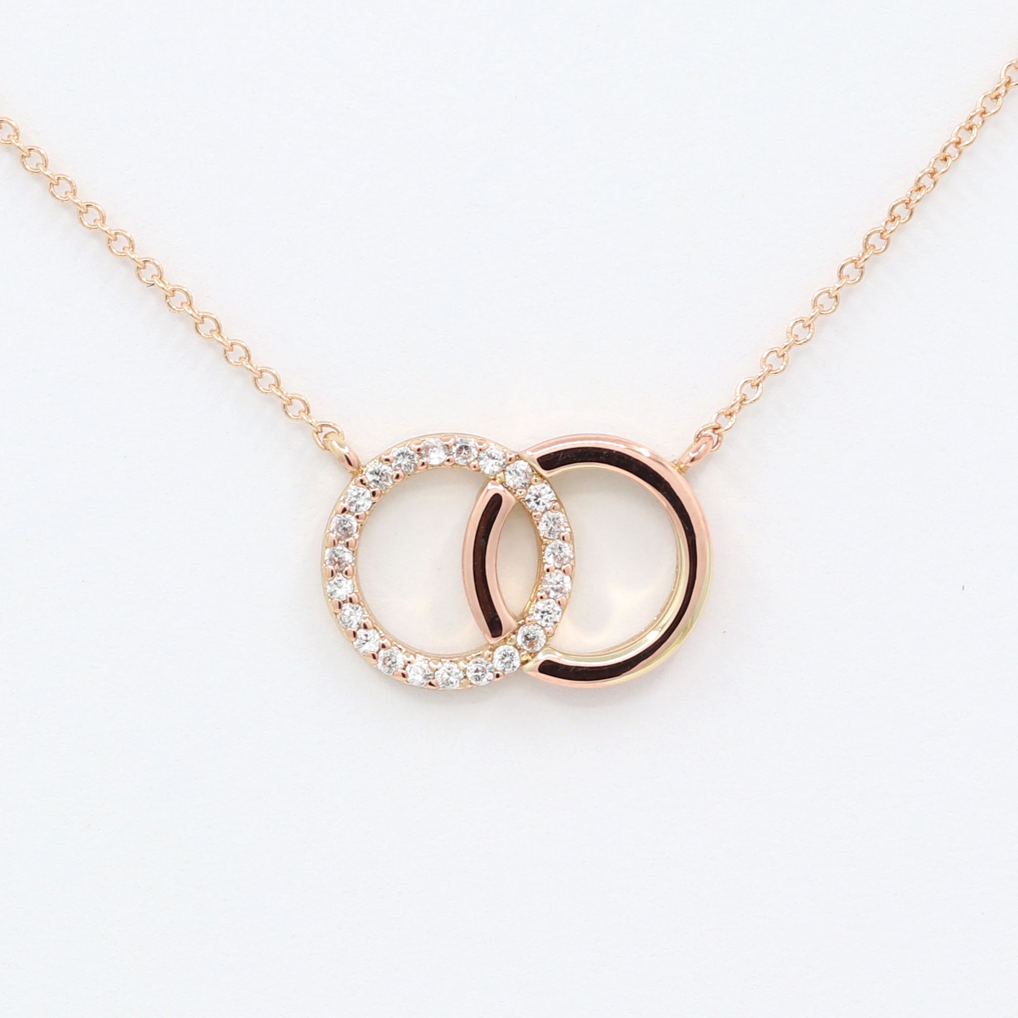 Buy Natural Diamond Circle Necklace, 14k Solid Gold Double Circle Necklace,  1.10mm Round Cut Diamond Pendant, April Birthstone Jewelry for Gift Online  in India - Etsy