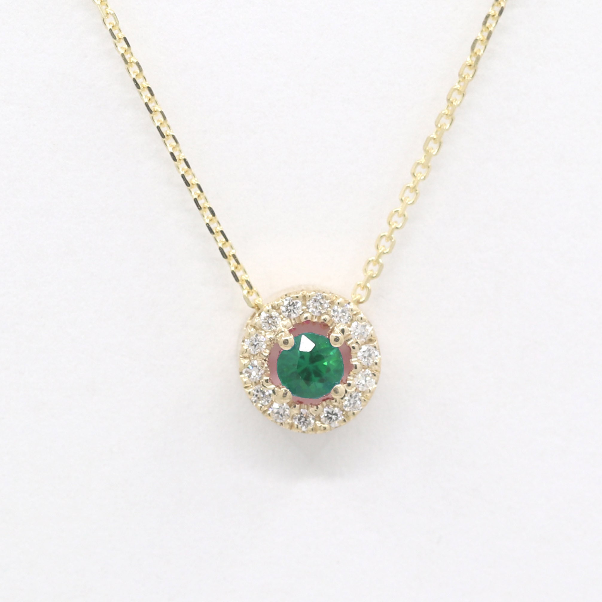 Sliding Emerald Necklace.Diamond Necklace Dainty Diamond | Etsy