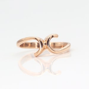 Double Letter C Ring / 14k Solid Gold Wedding Band / Dainty Gold Ring / 14k Gold Band / Unique Ring / Stack Ring / Everyday Ring