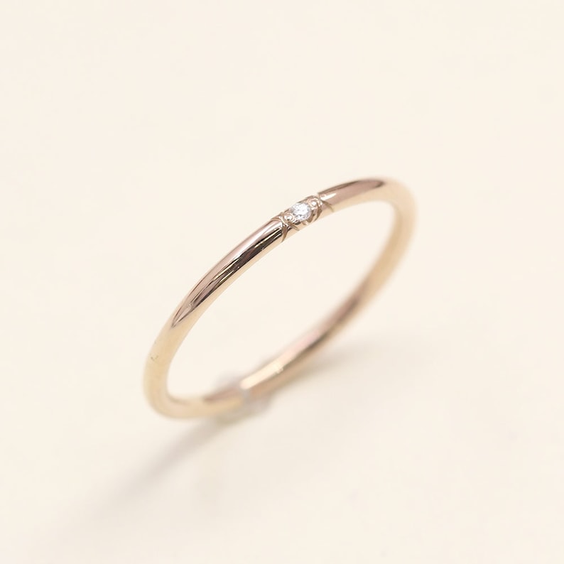 1.3mm Simple Diamond Ring.Dainty Diamond Band.Wedding Etsy