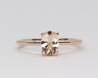 Oval Morganite Engagement Ring / Morganite Solitaire Wedding Ring / 14k Morganite Ring / Solitaire Ring / Promise Ring / Gemstone Ring