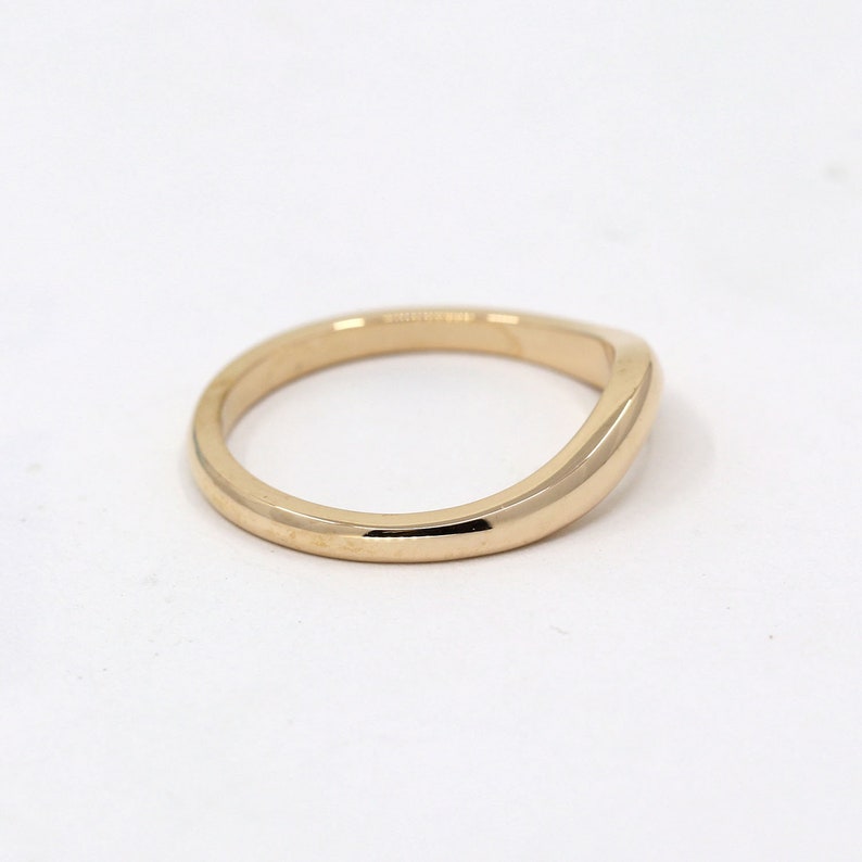Curved Wedding Band / 14k Gold Stack Ring / Solid Gold Etsy