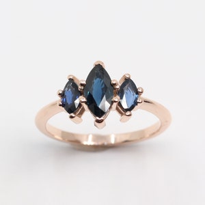 Marquise Cut Sapphire Ring / Natural Blue Sapphire Wedding Ring / Sapphire Engagement Ring / Marquise Ring / 14k Gold Ring / Bridal Ring