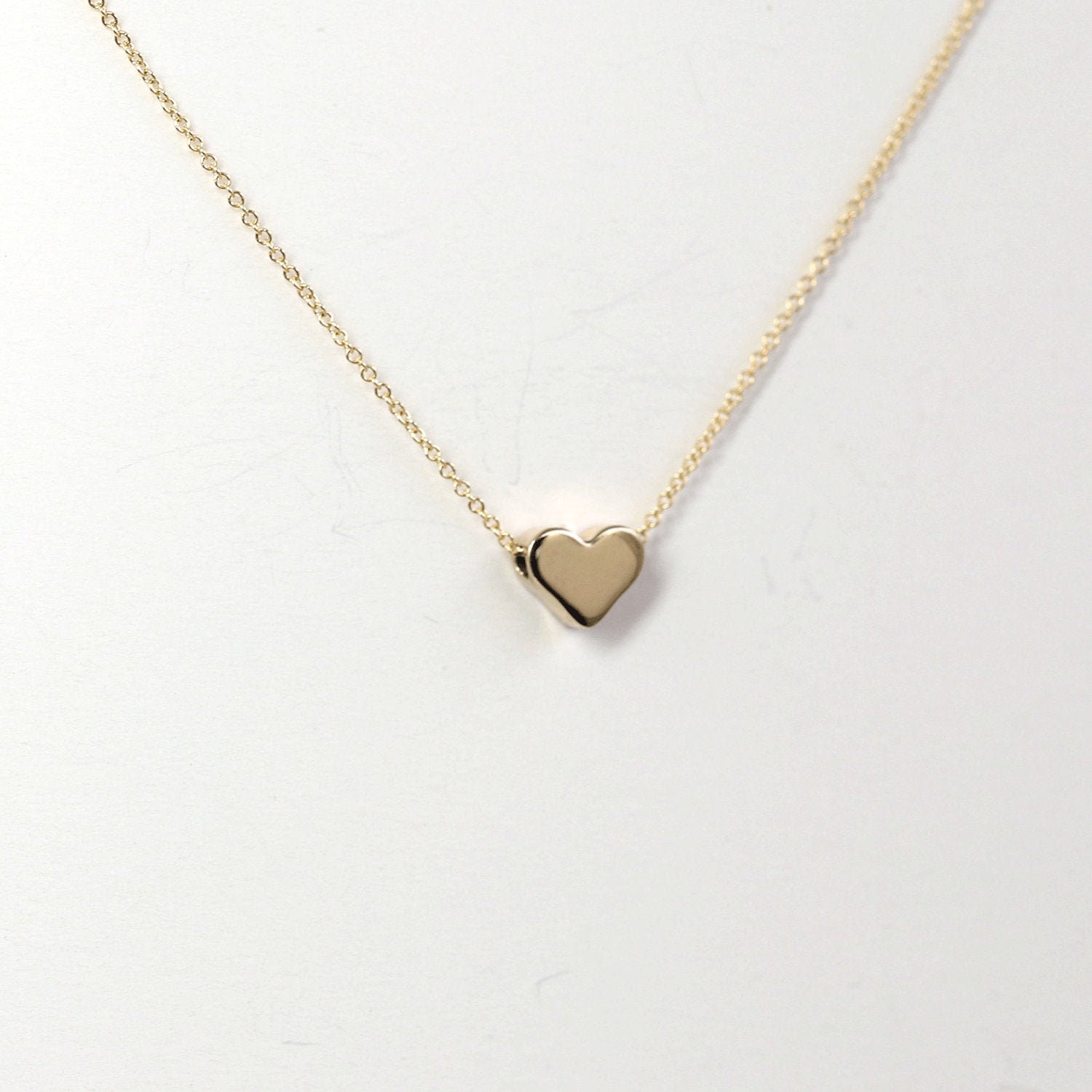 Awvialy Cute Heart Necklace Dainty Gold Heart Necklace 14K Gold Plated Minimalist Heart Necklace Small Love Heart Pendant Necklace Simple Gold