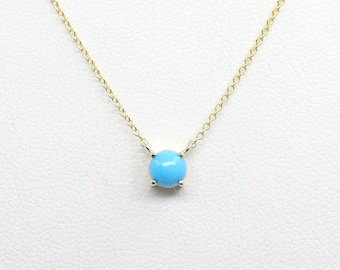 Turquoise Solitaire Necklace / Dainty Pendant Necklace / 14k Solid Gold Necklace / Turquoise Necklace / Solitaire Pendant / Graduation Gift