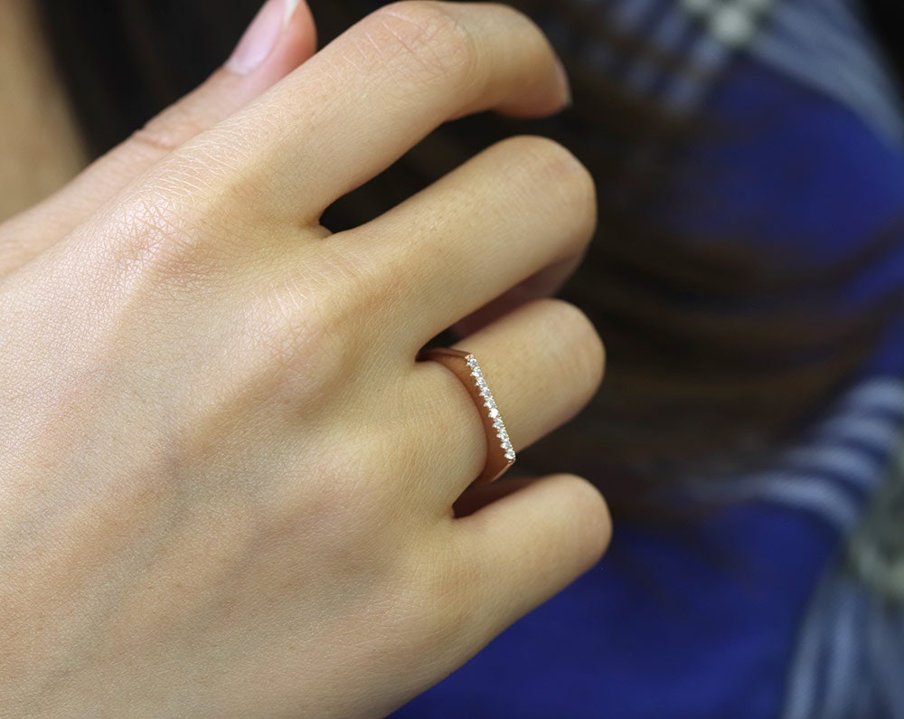 14k Gold Vertical Bar Ring, Diamond Bar Ring, Stackable Ring, Gold Ring,  Rings for Women, Big Rings, Fashion Ring, Wide Ring, Thin Bar Ring 
