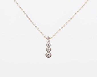 Dainty Bezel Diamond Necklace / Solid 14k Gold Necklace / 0.16 Ct. Natural Diamond Bezel Necklace / Simple Necklace / Everyday Necklace