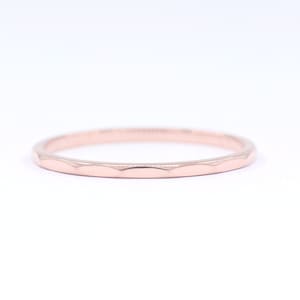 14k Solid Gold Faceted Wedding Band - 1.2mm Stacking Ring