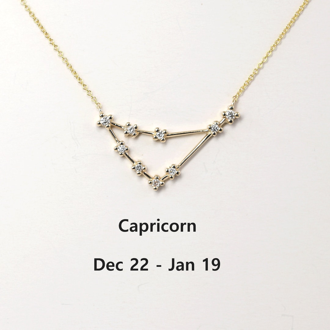 14k Gold Diamond Star Constellation Pendant Necklace Capricorn