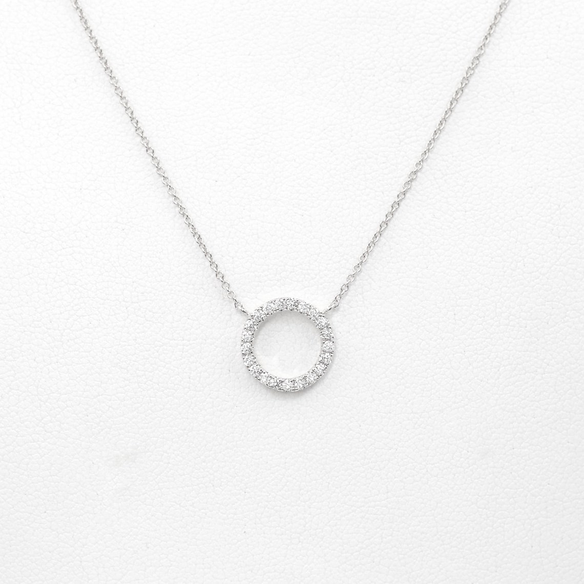 Circle Diamond Pendant Necklace / 14k Solid Gold Necklace / - Etsy