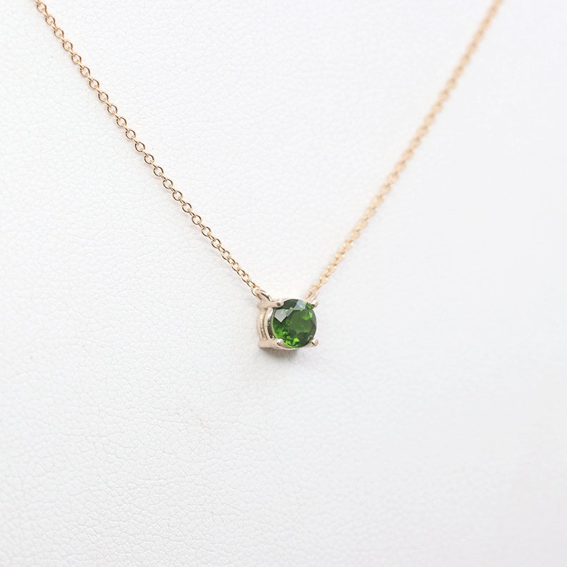 Lab Created Emerald Necklace Dainty Emerald Necklace in 14k Etsy