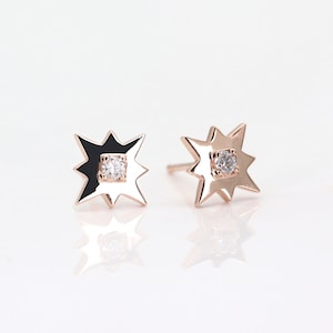 North Star Diamond Earrings / Shooting Star Diamond Stud Earrings / Starburst Cluster Earring / Diamond Shooting Star Earrings / Push Back