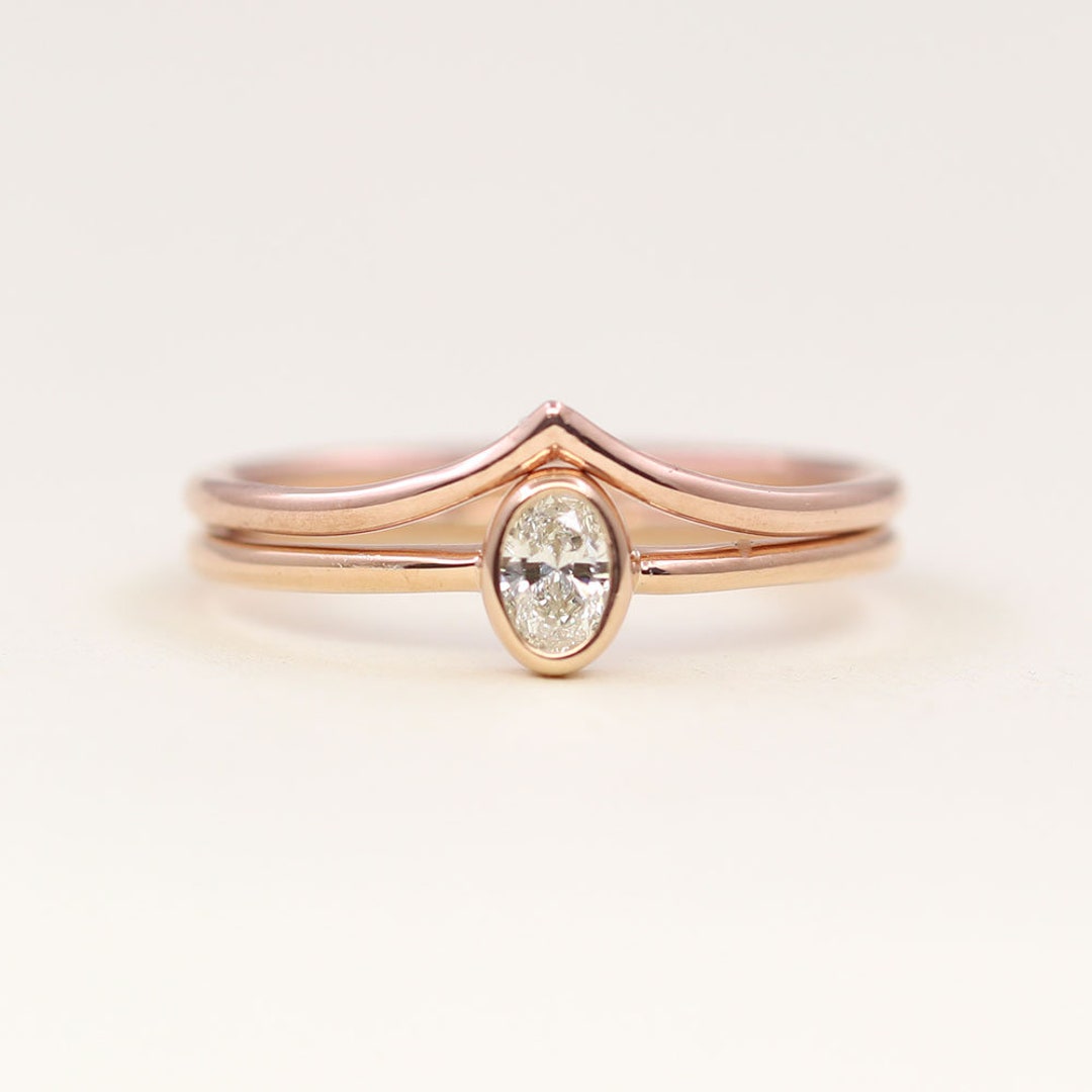  2pcs Women's Fashion Luxury Rose Diamond Ring Stacking