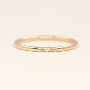1.3mm Simple Diamond Ring / Dainty Diamond Band / Wedding Ring / 14k Gold Ring / 14k Gold Wedding Band / 14k Solid Gold Band / Birthday Gift