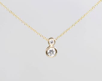 Bezel Diamond Necklace / Dainty Bezel Necklace / 0.17ct Natural Diamonds / Layering Necklace / Everyday Necklace / 14k Diamond Pendant