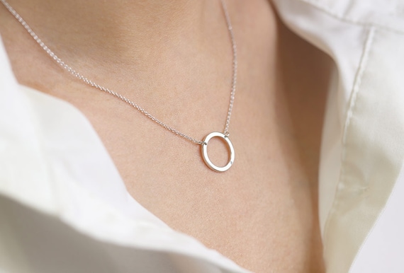 Dainty circle necklace clearance