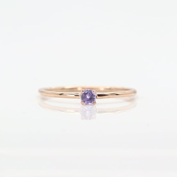 14k Gold Alexandrite Ring: Handmade June Birthstone Stacking Ring